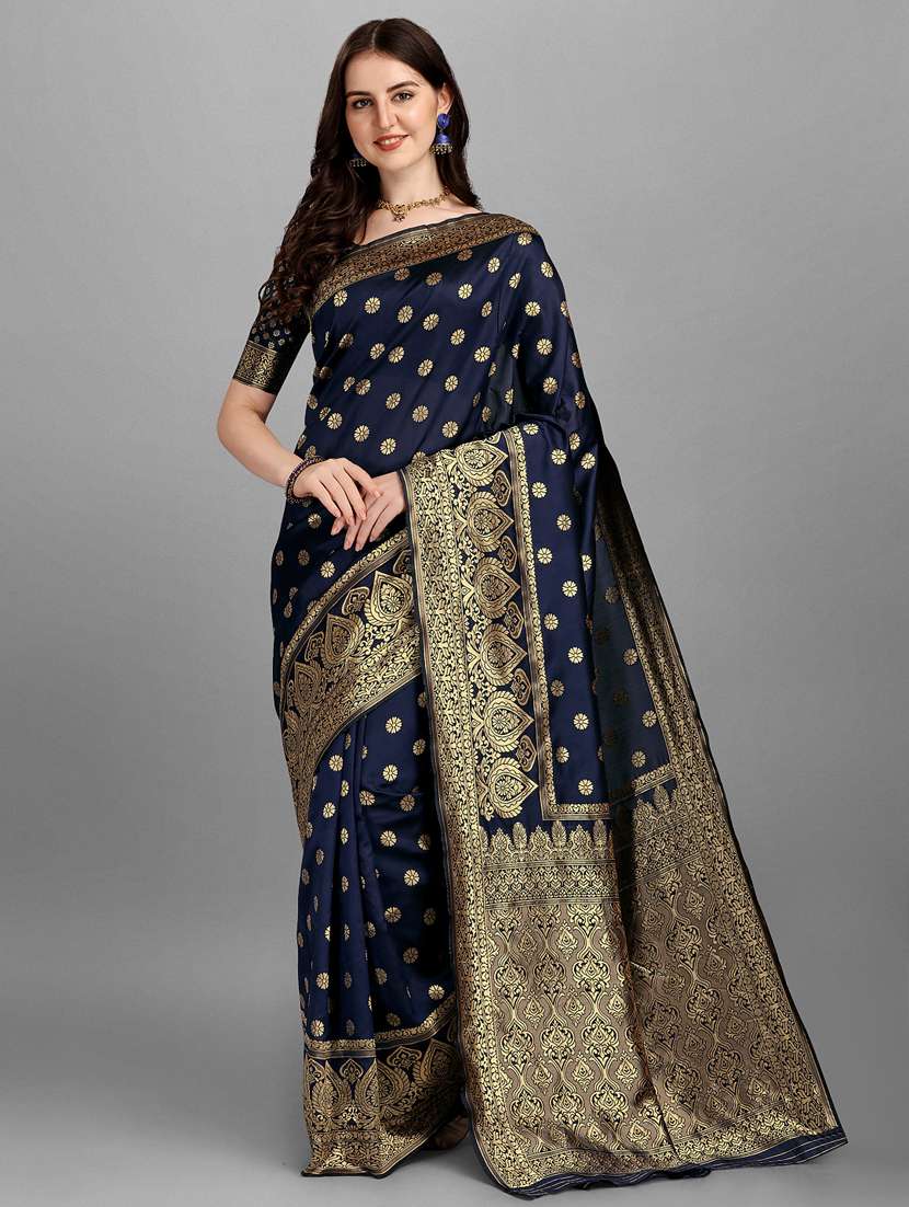 golden zari work banarasi saree with blouse