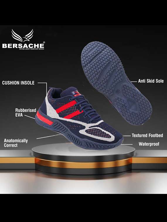 men navy blue lace up sport shoe - 18461677 -  Standard Image - 5
