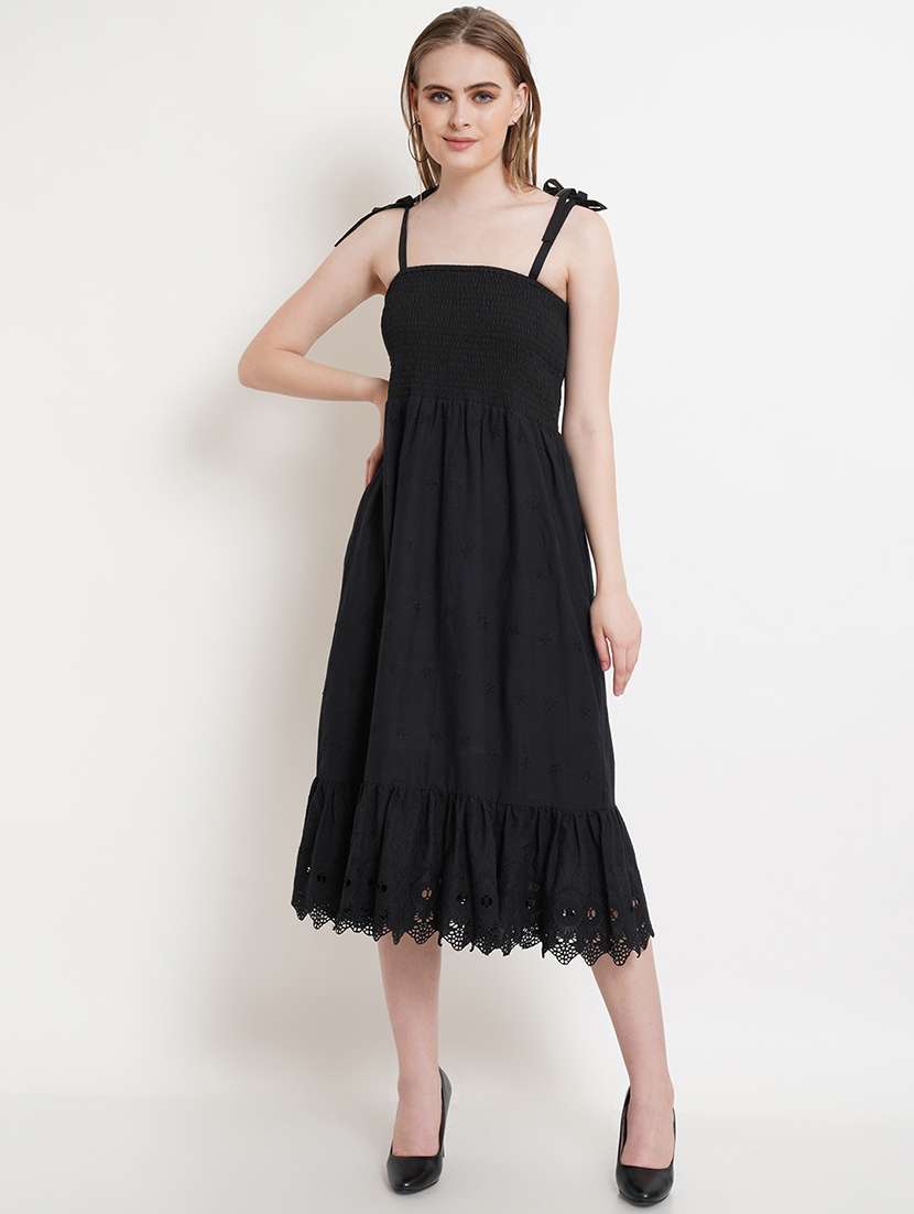 flare midi dresses Fit & Flare Raised Linear Stitch Midi Dress Dark Ivy/Black / XXL