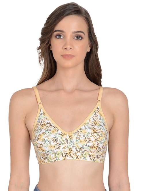 beige printed non padded bra - 18462602 -  Standard Image - 0