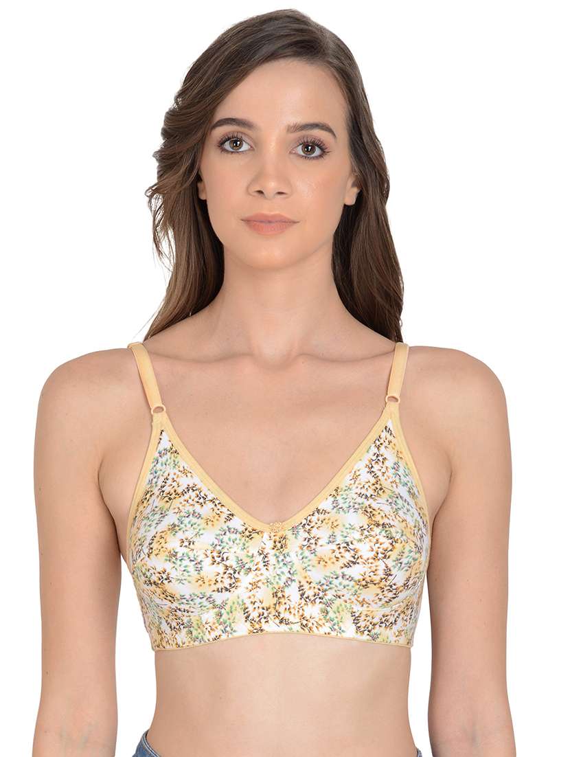 beige printed non padded bra - 18462602 -  Zoom Image - 0