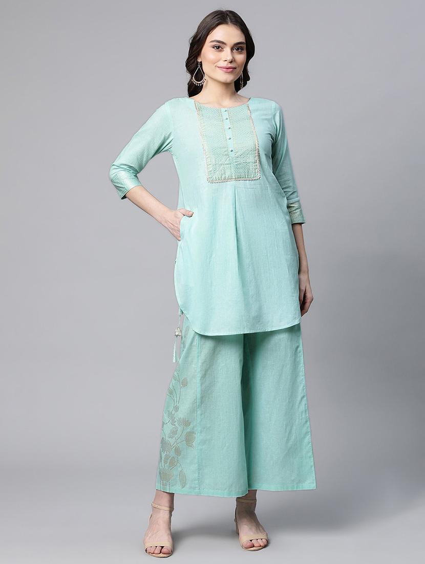 printed kurta palazzo set - 18462860 - Zoom Image - 0