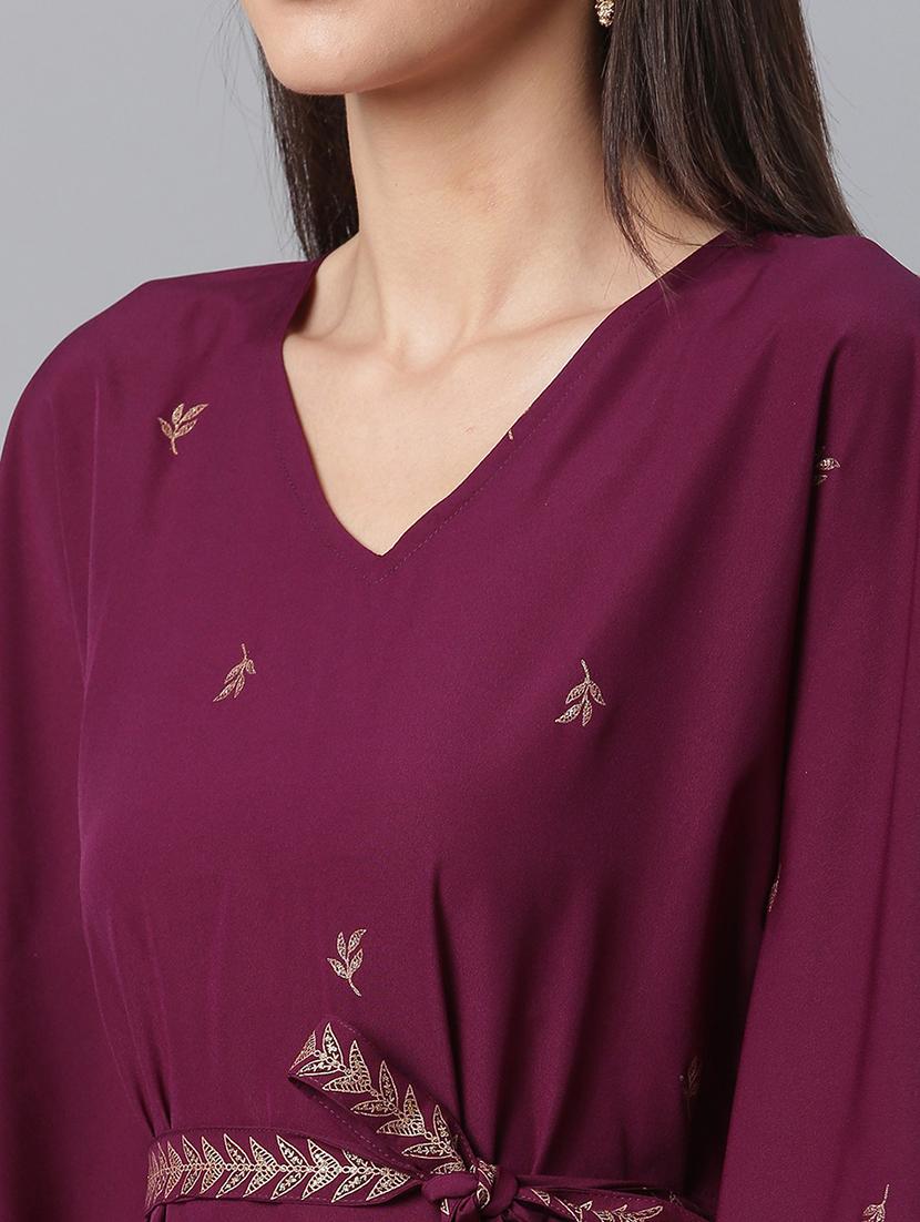 gold printed kaftan style kurta palazzo set - 18462863 - Standard Image - 3