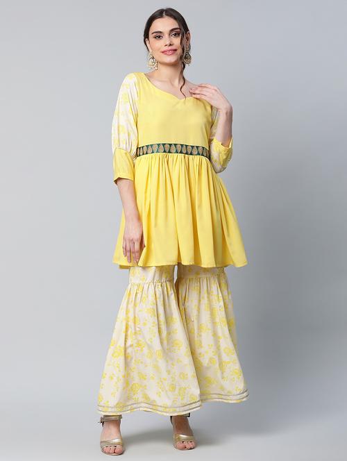 floral kurta sharara set - 18462894 - Standard Image - 0