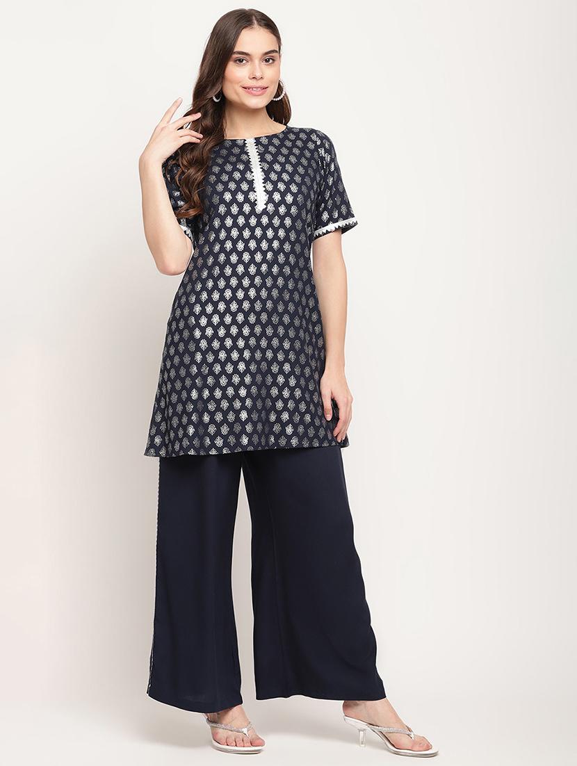 floral printed kurta palazzo set - 18462931 -  Zoom Image - 0