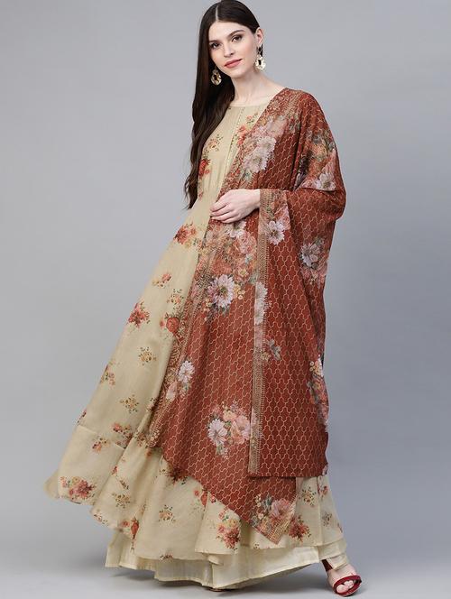 floral kurta dupatta set - 18463038 - Standard Image - 0