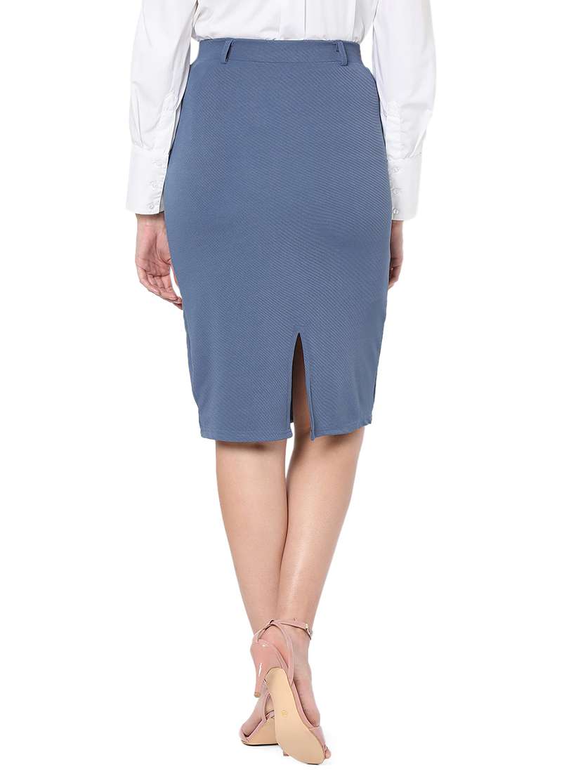 High Rise Solid Pencil Skirt