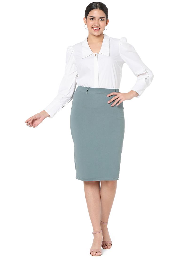 high rise solid pencil skirt - 18463154 - Standard Image - 3