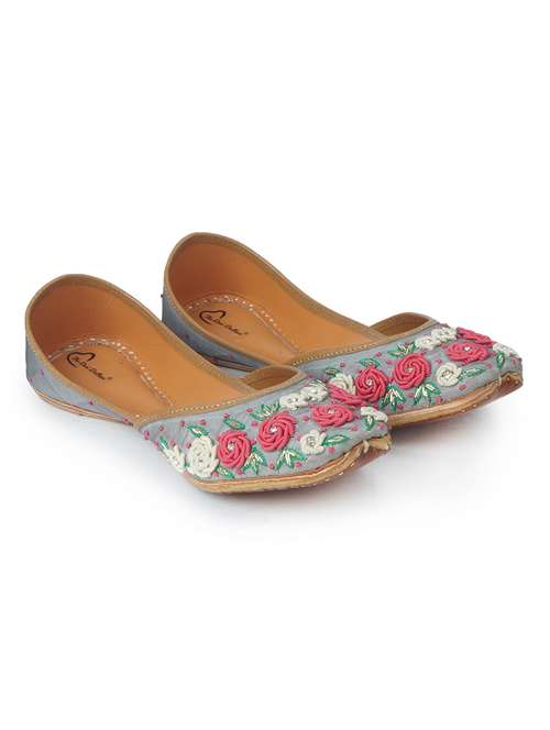 women grey slip on mojari - 18463182 -  Standard Image - 0