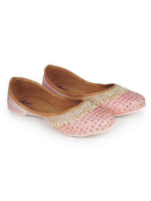 women pink slip on mojari - 18463201 - Standard Image - 0