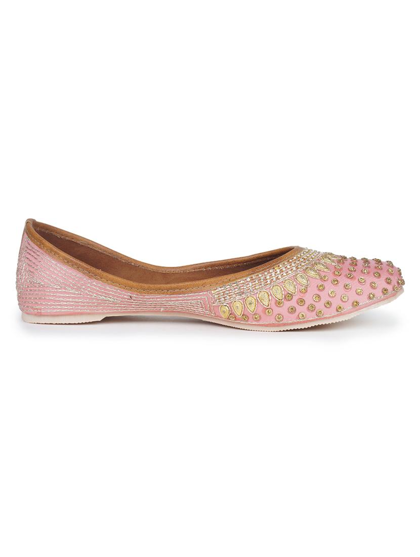 women pink slip on mojari - 18463201 - Standard Image - 3