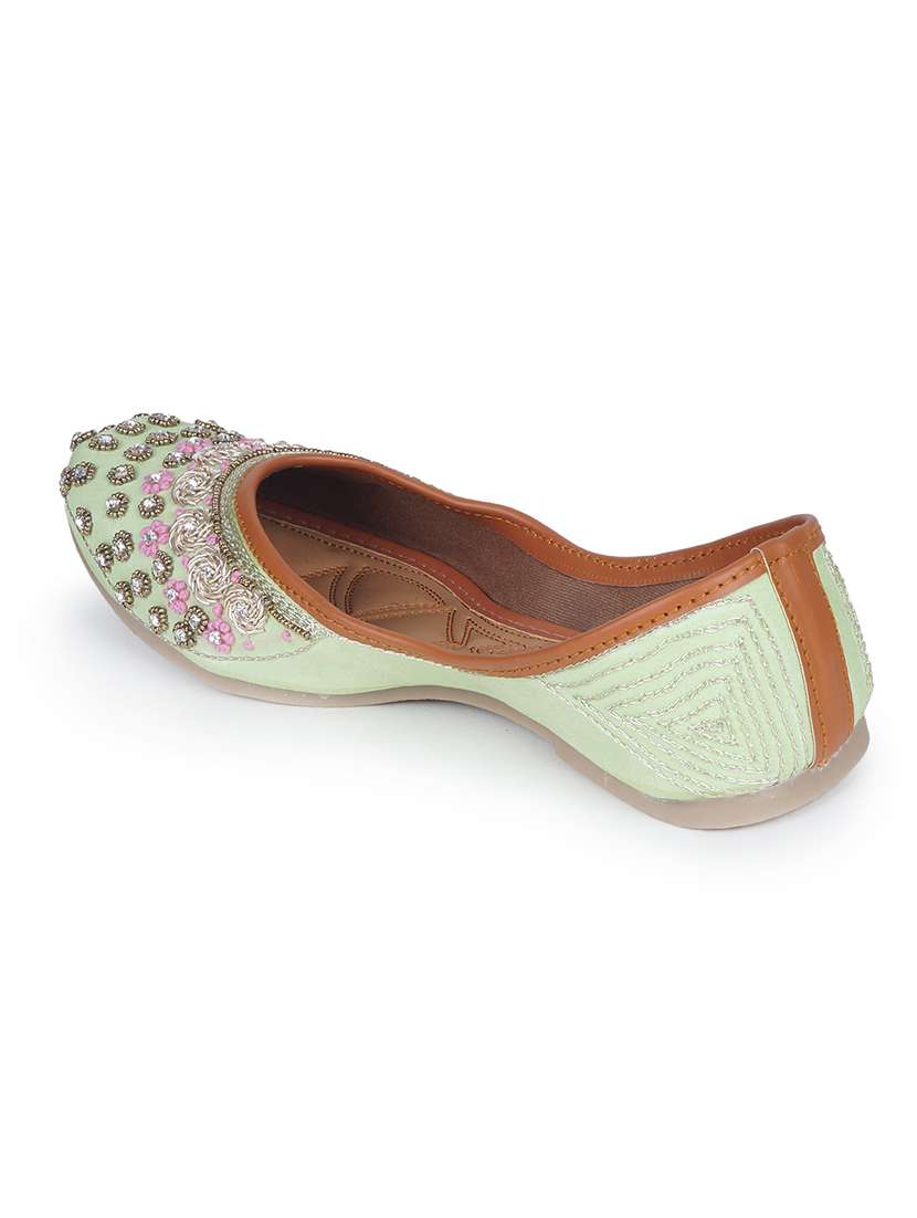 women green slip on mojari - 18463204 -  Standard Image - 3