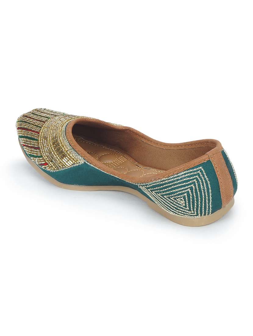 women teal embellished ethnic juttis - 18463265 -  Standard Image - 3