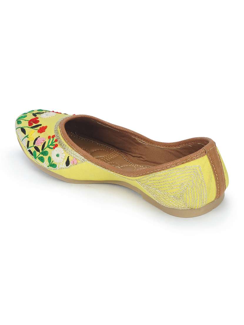 women yellow embroidered ethnic juttis - 18463281 -  Standard Image - 3