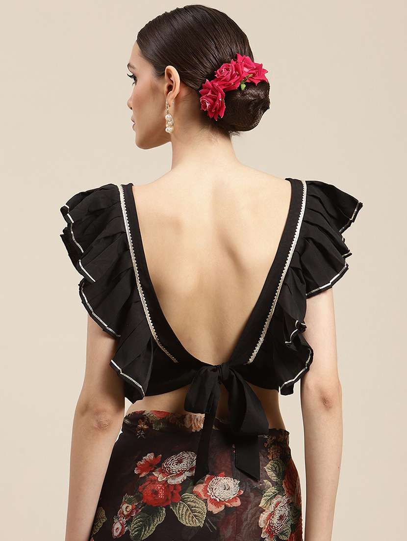 digital floral print saree with blouse - 18463635 -  Standard Image - 3