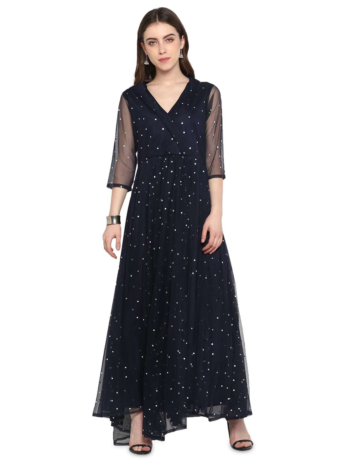polka dot net a-line kurta
