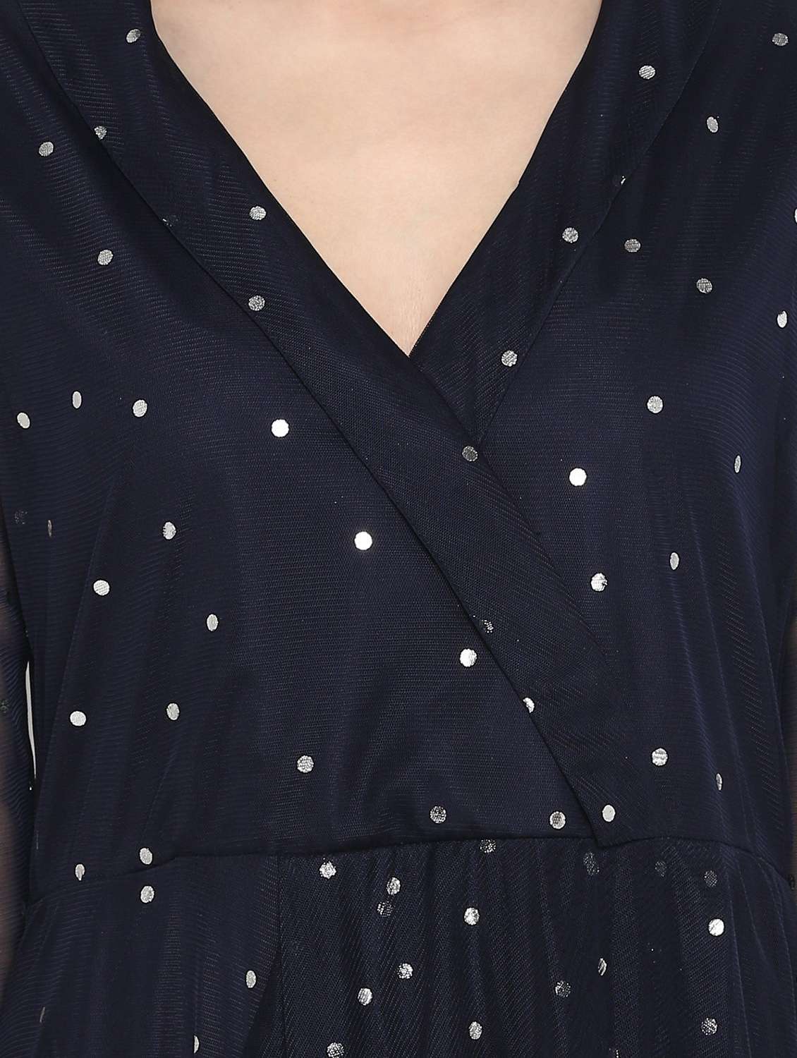 polka dot net a-line kurta - 18463734 -  Standard Image - 3