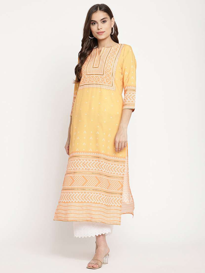 printed straight kurta