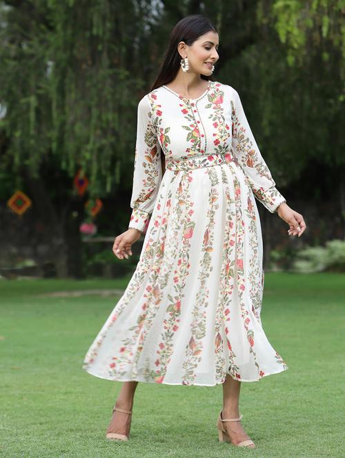 floral flared ethnic dress - 18465704 - Standard Image - 0