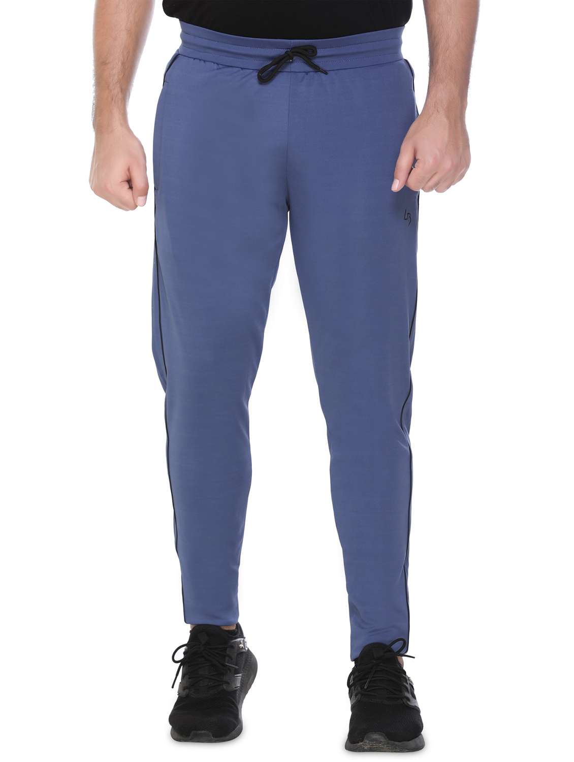 blue solid full length track pant