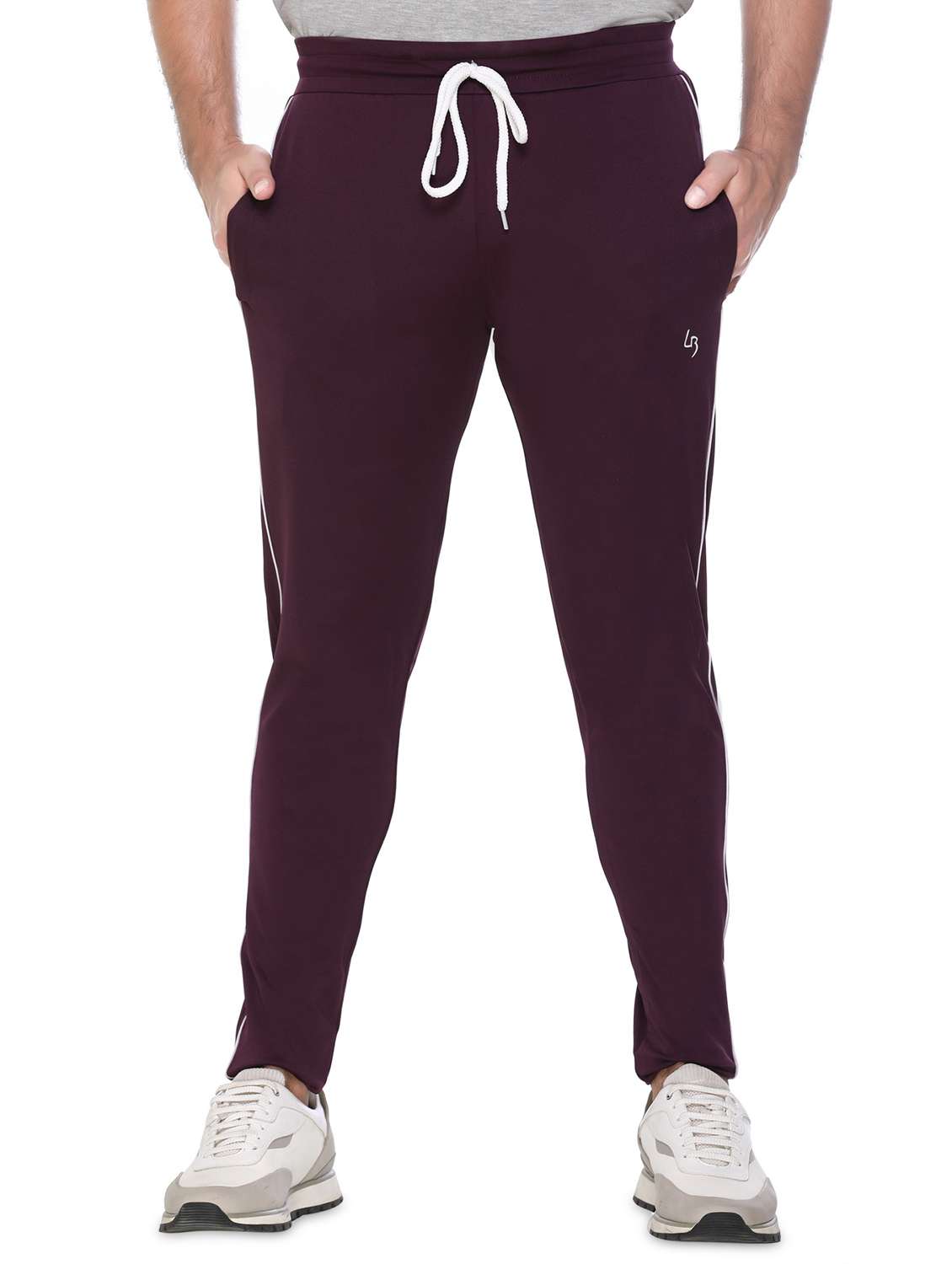 purple solid full length track pant