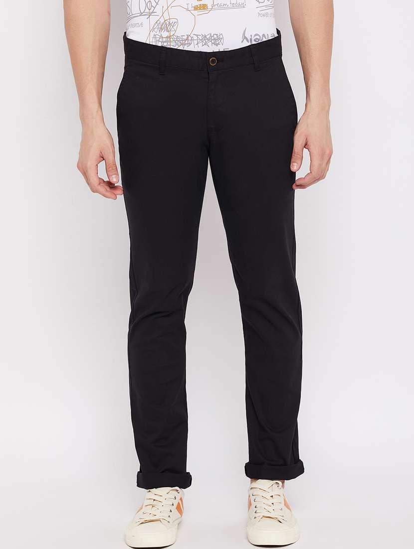 black solid casual trouser - 18465888 - Zoom Image - 0