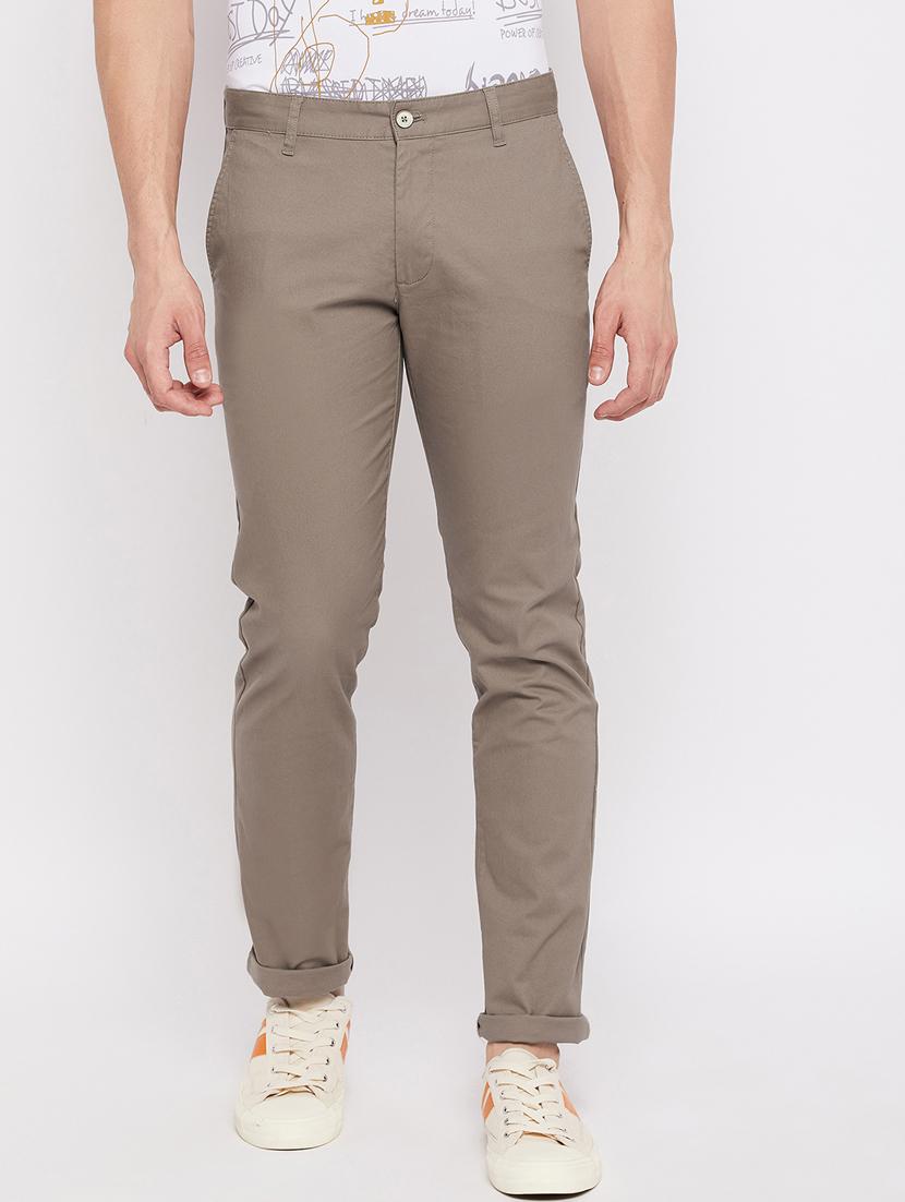 taupe solid chinos casual trouser - 18465889 - Zoom Image - 0