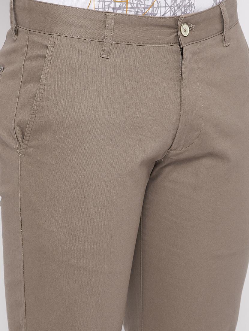 taupe solid chinos casual trouser - 18465889 - Standard Image - 5
