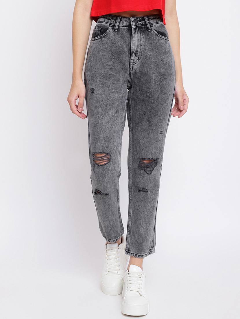 high rise stone washed boyfriend jeans 
