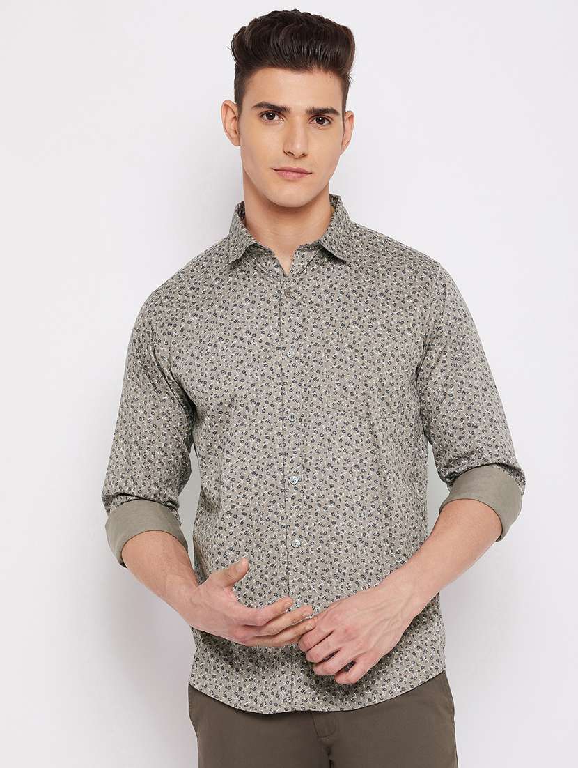 taupe printed casual shirt