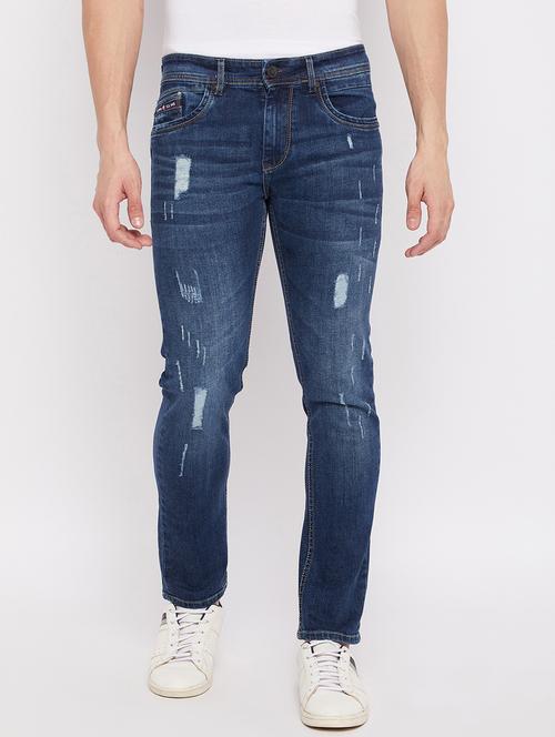 navy-blue distressed denim jean - 18466042 - Standard Image - 0