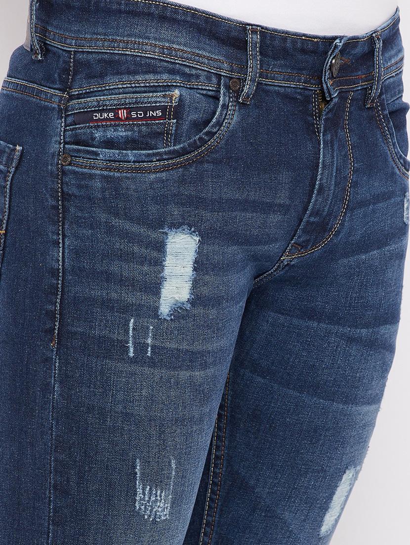 navy-blue distressed denim jean - 18466042 - Standard Image - 5