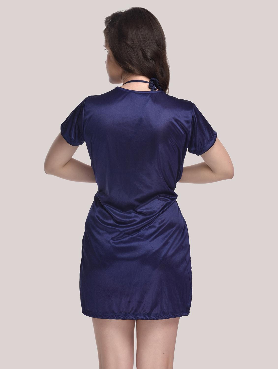 tie front solid robe with bra & panty set - 18466680 - Standard Image - 3