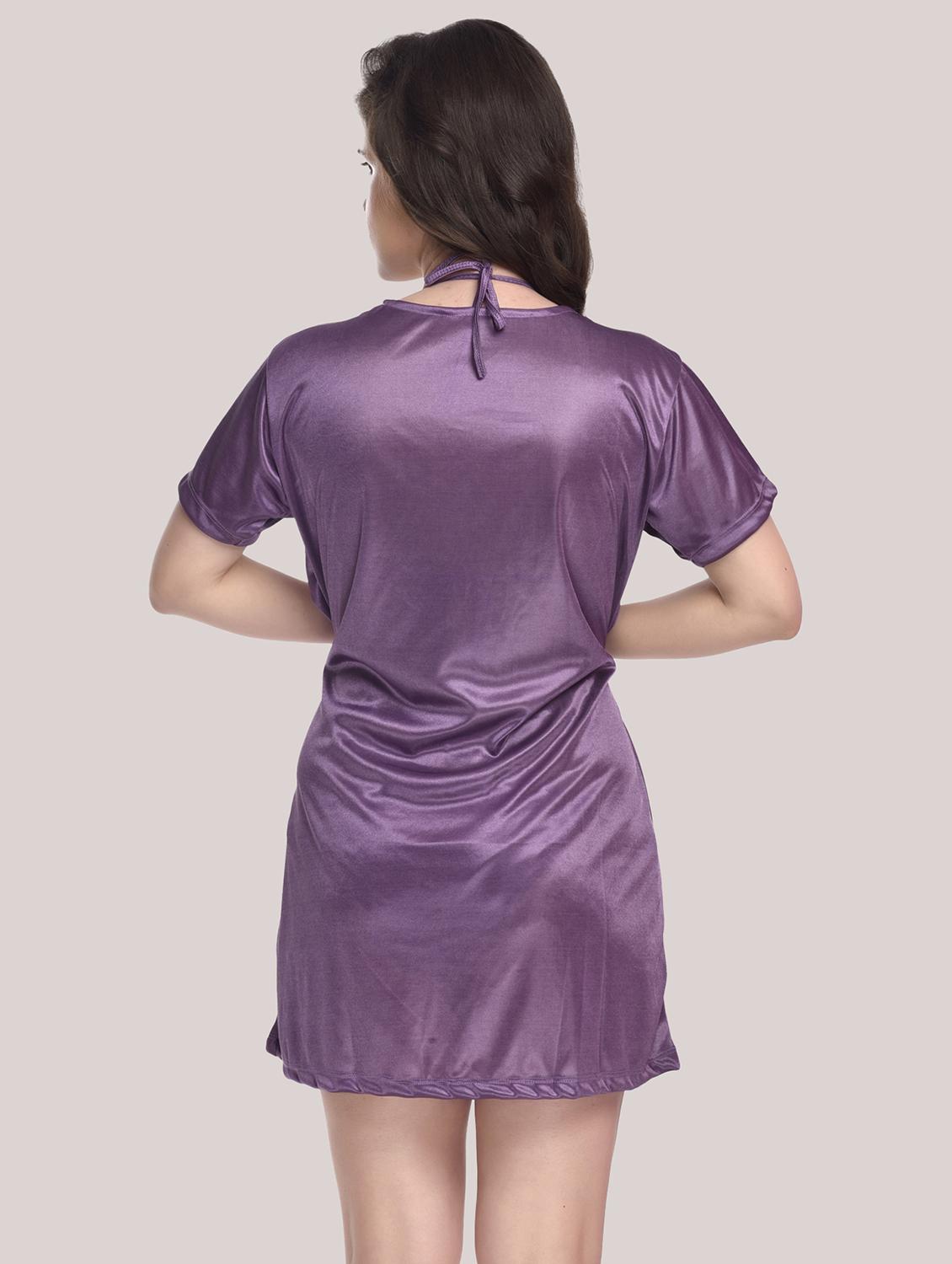 tie front solid robe with bra & panty set - 18466682 - Standard Image - 3