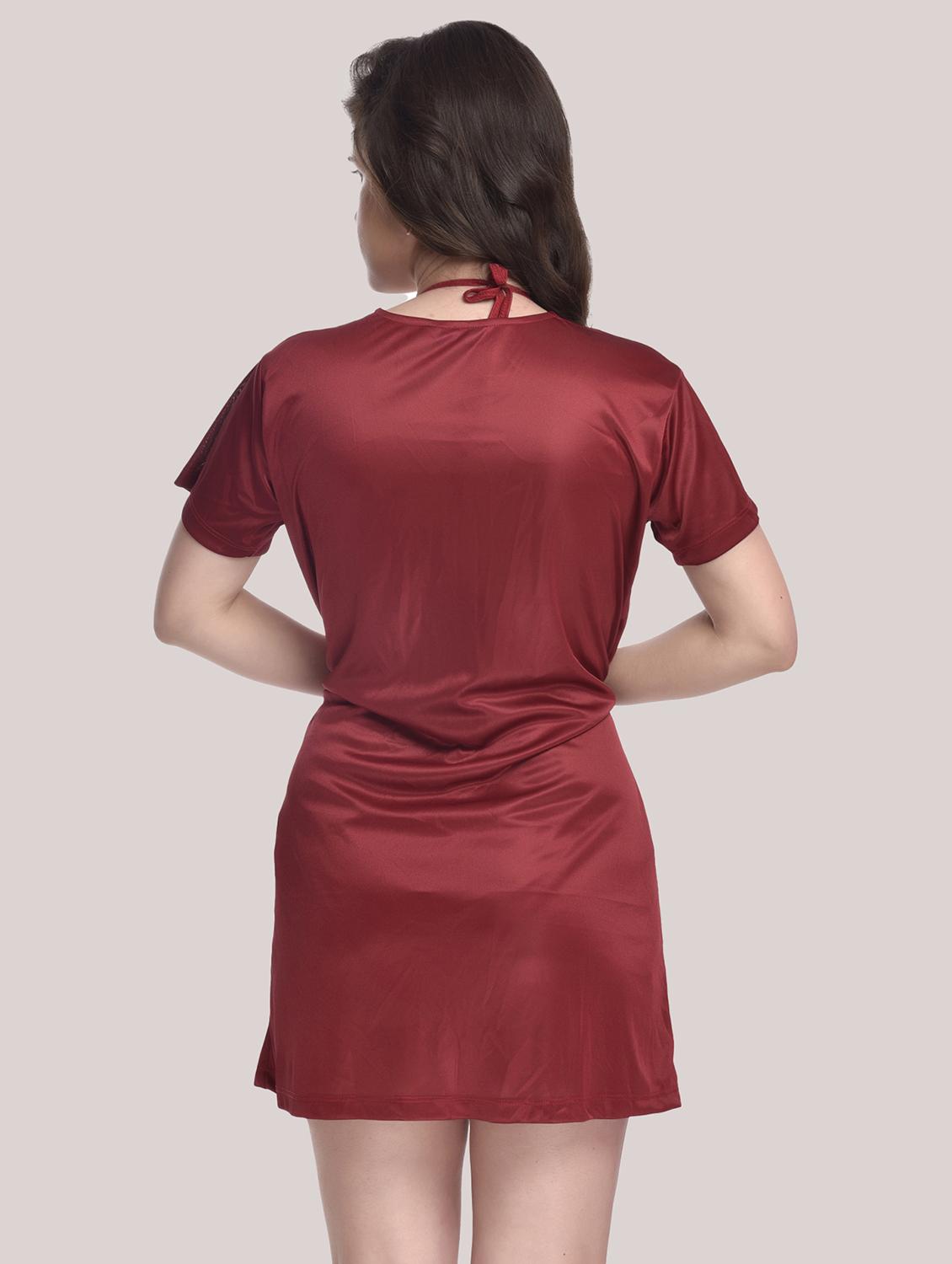 tie front solid robe with bra & panty set - 18466683 - Standard Image - 3
