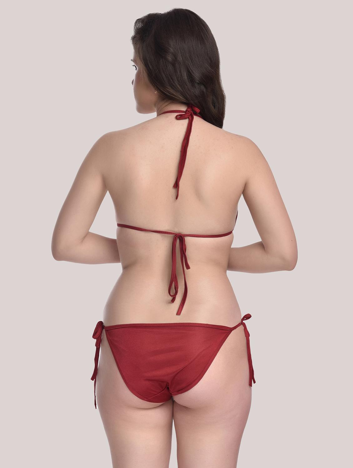 tie front solid robe with bra & panty set - 18466683 - Standard Image - 5