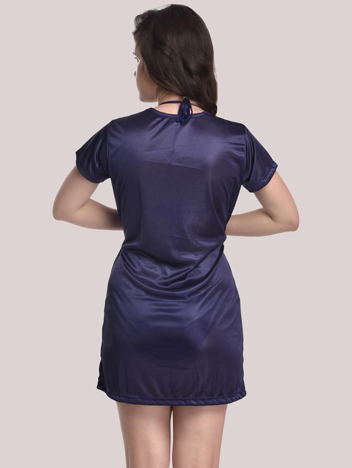tie front solid robe with bra & panty set - 18466687 - Standard Image - 3