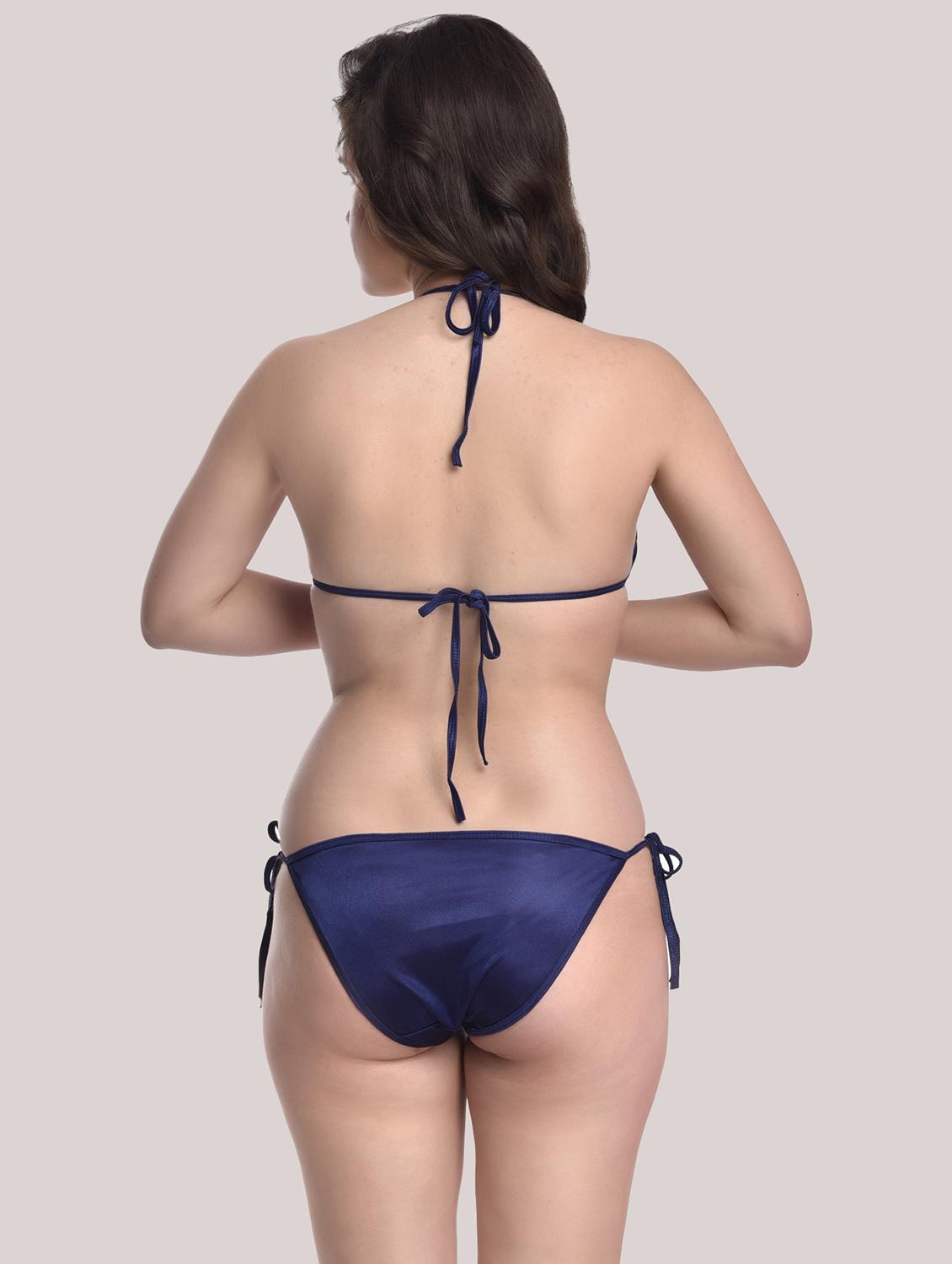 tie front solid robe with bra & panty set - 18466687 - Standard Image - 5