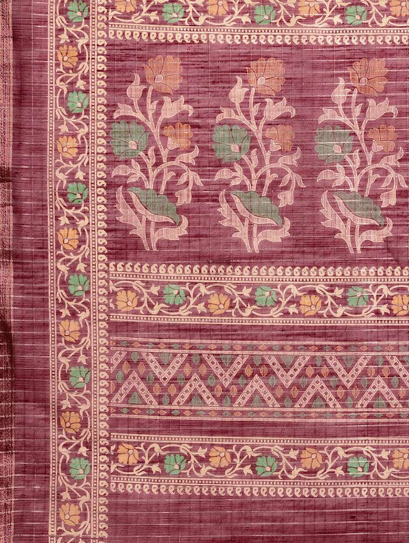 women's floral burgundy colored saree - 18466894 -  Standard Image - 5