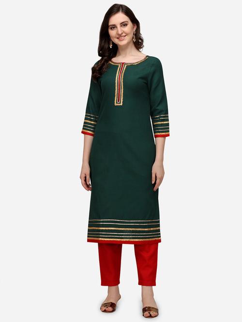green gotta patti kurta palazzo set - 18467328 - Standard Image - 0