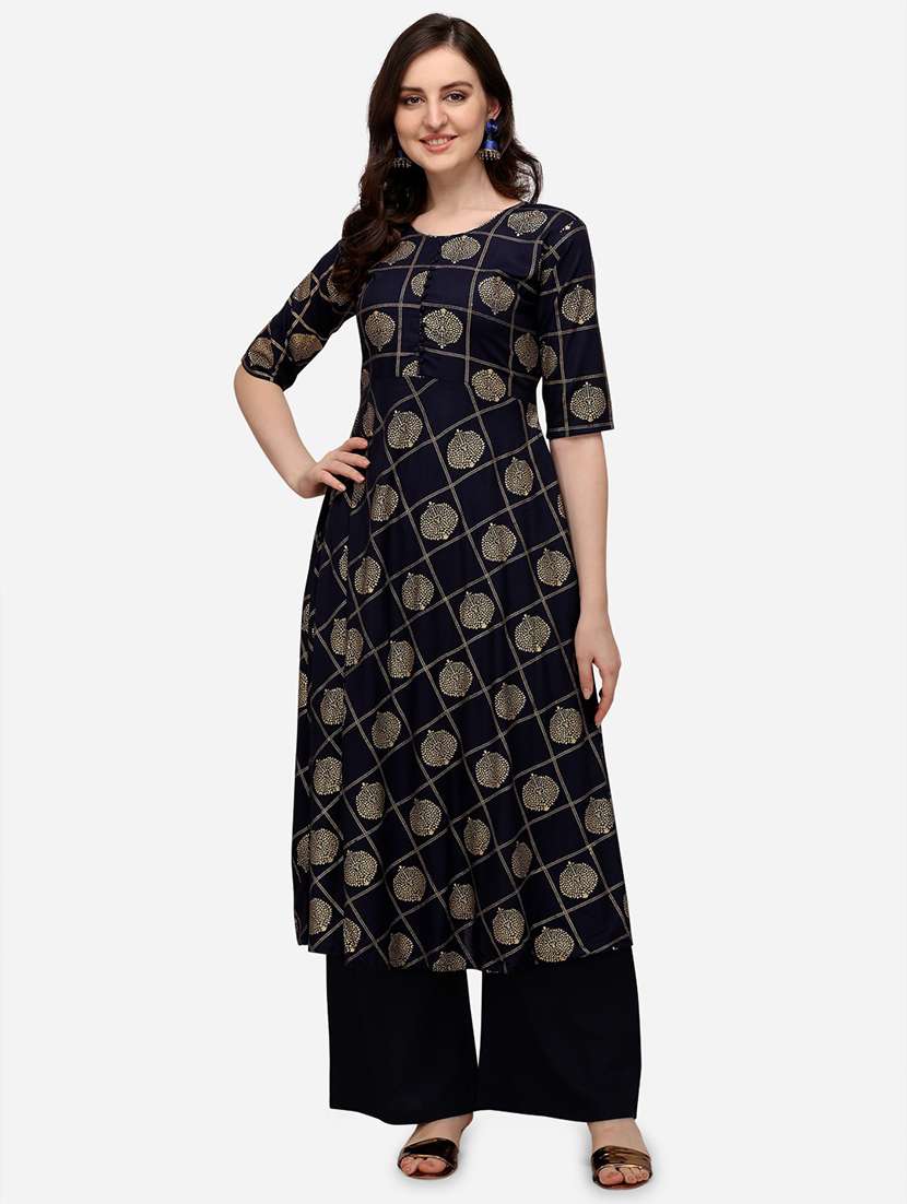 navy blue kurta palazzo set - 18467337 -  Zoom Image - 0