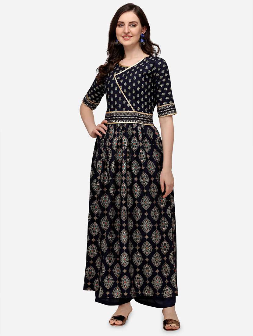 navy blue kurta palazzo set - 18467338 - Zoom Image - 0