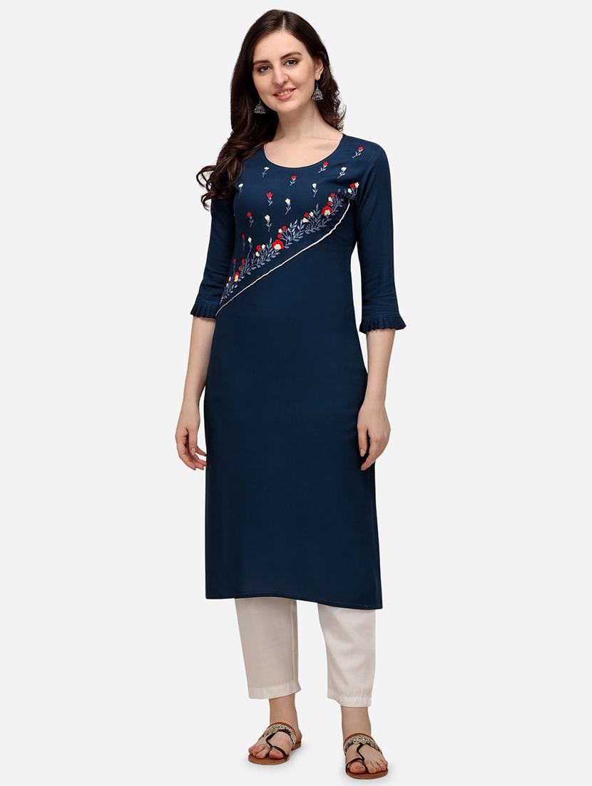 navy blue kurta pant set - 18467366 -  Zoom Image - 0