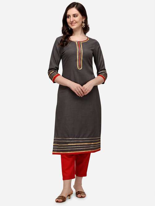lace detailed kurta pant set - 18467477 - Standard Image - 0