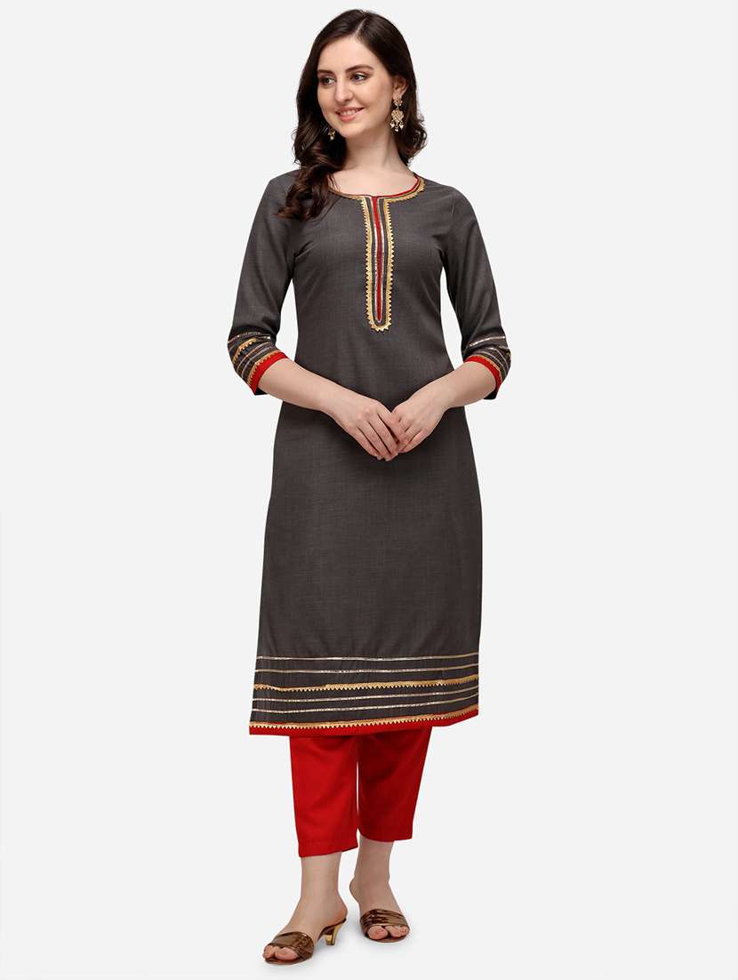 lace detailed kurta pant set - 18467477 - Zoom Image - 0