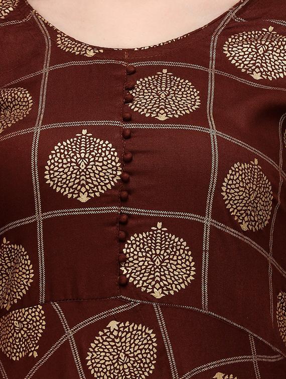 foil printed flared kurta - 18467592 - Standard Image - 3