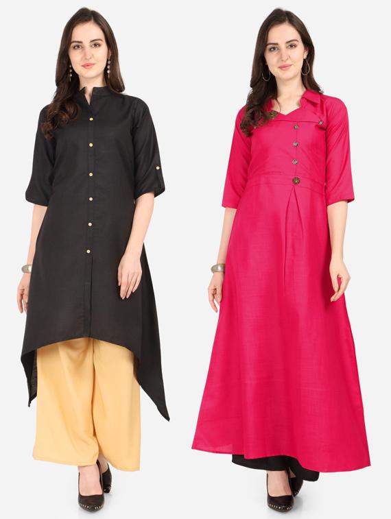set of 2 pcs solid combo kurta - 18467643 - Zoom Image - 0