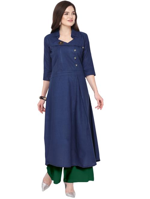 solid kurta palazzo set - 18467686 -  Standard Image - 0