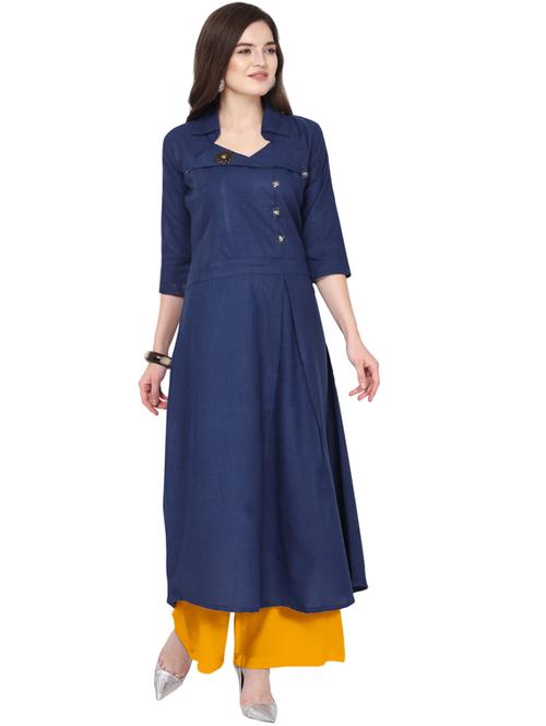solid kurta palazzo set - 18467687 - Standard Image - 0