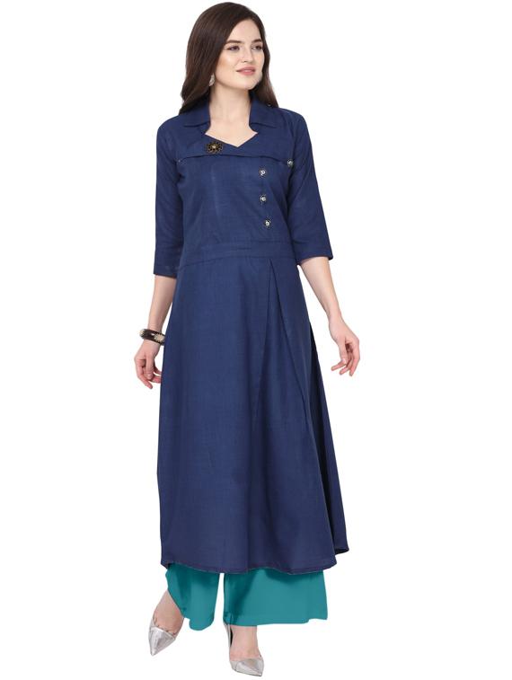 solid kurta palazzo set - 18467688 -  Zoom Image - 0